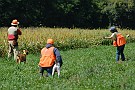 slides/0025_080920-024_DSC_2659.jpg  Flushing a chukar while cautioning her Vizsla. The shorhair is backing.